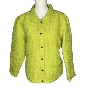 Ca.sual by C.A. Sport Jacket Green Silk Quilted Travel Jacket Size L DIY Fix